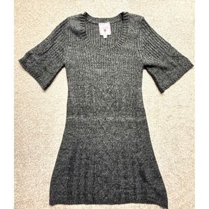 Pink Republic Women's Gray Cable Knit Sweater‎ Dress Short Sleeve Size M